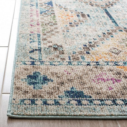 SAFAVIEH Madison Collection Runner Rug - 2' x 8', Blue & Yellow, Boho Diamond Distressed Design, Non-Shedding & Easy Care, Ideal for High Traffic Areas in Living Room, Bedroom (MAD418K)