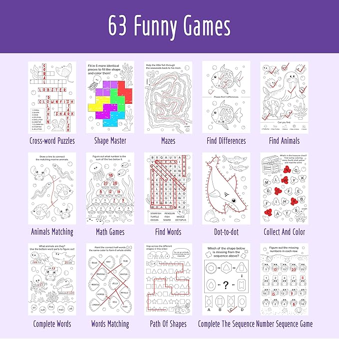 Hebayy 10 Pack Coloring Books for Kids, Ocean Theme Coloring Page with Games, Under the Sea Bulk Mini Coloring Books for Kids, Party Activity, Gifts