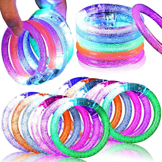 48 Pack Glow in The Dark Bracelets, LED Bracelets Party Supplies, LED Glow Stick Bracelet Christmas Party Supplies Light Up Party Favors for Concerts, Festivals, Sports, Parties, Night Events