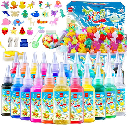 QANIY Magic Water Elf Toy Kit for Kids with 20 Gels and 24 Molds, Aqua Fairy,Fun DIY Craft Kit, Squishy Maker, Magic Water Art Kit Favors, Kids Christmas Gifts Crafts Ages 4-8