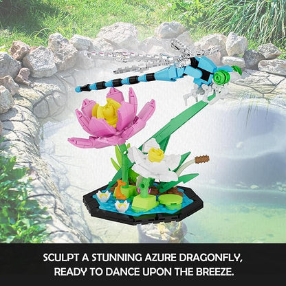 Ideas Insect Collection Building Set, with Life-Size Lotus Dragonfly Butterfly Bee Flowers Display Models, Bug Building Toys Home Decor for Adults Boys Girls Nature Lovers 6+