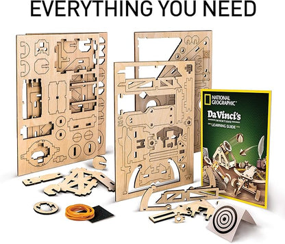 National Geographic Da Vinci Model Kit - Catapult Kit for Kids, 3D Puzzle Building Toy for Boys and Girls, Wood Building Kit for Kids, A Great STEM Project, Engineering Model Kit