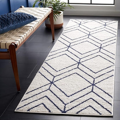 SAFAVIEH Adirondack Collection Runner Rug - 2'6" x 6', Light Grey & Navy, Modern Geometric Design, Non-Shedding & Easy Care, Ideal for High Traffic Areas in Living Room, Bedroom (ADR241N)