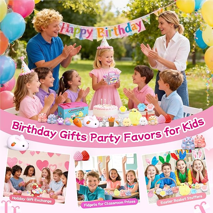 20Pcs Taba Squishy Toys Pack-Easter Taba Squishy Sensory Fidgets Toys Party Favors for Kids 4-8 8-12 -Kawaii Taba Squishies Squeeze Toys for Girls-4 5 6 7 8 9 10 11 12 Year Old Girl Birthday Gifts