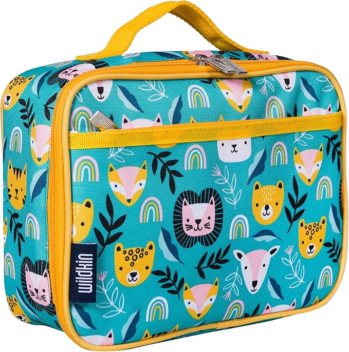 Wildkin Kids Insulated Lunch Box Bag for Boys & Girls, Reusable Kids Lunch Box is Perfect for Early Elementary Daycare School Travel, Ideal for Hot or Cold Snacks & Bento Boxes (Party Animals)