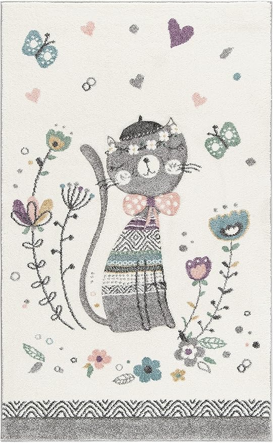 SAFAVIEH Carousel Kids Collection Accent Rug - 2'3" x 4', Ivory & Pink, Non-Shedding & Easy Care, Ideal for High Traffic Areas for Boys & Girls in Playroom, Nursery, Bedroom (CRK187A)