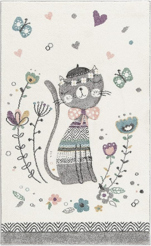 SAFAVIEH Carousel Kids Collection Accent Rug - 2'3" x 4', Ivory & Pink, Non-Shedding & Easy Care, Ideal for High Traffic Areas for Boys & Girls in Playroom, Nursery, Bedroom (CRK187A)