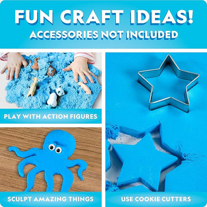 National Geographic Moon Sand - 24 Lb. Bulk Play Sand Kit with 6 Castle Molds (Blue) - A Fun No Mess Sensory Activity, Kids Fake Sand Play Set, Sensory Bin Filler