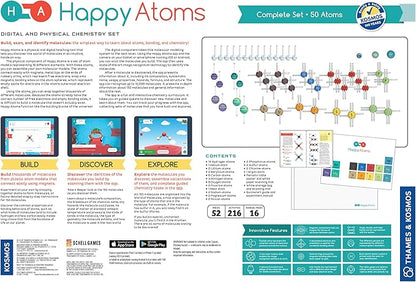 Happy Atoms Magnetic Molecular Modeling Complete Set | Intro to Atoms, Molecules, Bonding, Chemistry | Create Thousands of Molecules, 216 Activities, Plus Free Educational App for iOS, Android