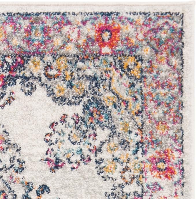 SAFAVIEH Evoke Collection 2'2" x 7' Cream / Fuchsia EVK250A Non-Shedding Living Room Entryway Foyer Hallway Bedroom Runner Rug