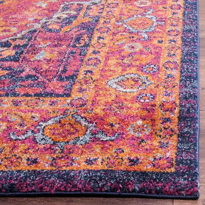 SAFAVIEH Evoke Collection 2'2" x 13' Fuchsia / Orange EVK275S Oriental Medallion Distressed Non-Shedding Living Room Bedroom Runner Rug