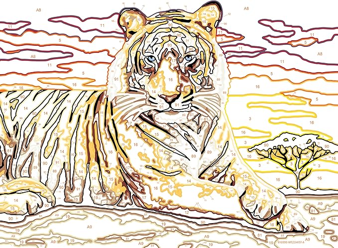 Ravensburger CreArt Majestic Tiger Paint by Numbers Kit for Kids - Painting Arts and Crafts for Ages 11 and Up
