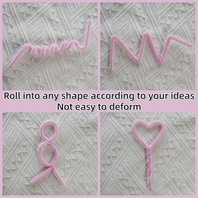 Qirimoi Light Pink Pipe Cleaners Craft Pipe Cleaners Bulk Pipecleaners Crafts Supplies，200Pcs Light Pink