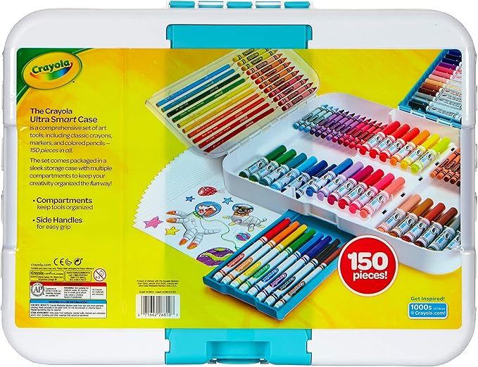 Crayola Ultra Smart Case, 150 Pieces, Art Set for Kids, Gift, (Model: 04-6810)