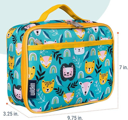 Wildkin Kids Insulated Lunch Box Bag for Boys & Girls, Reusable Kids Lunch Box is Perfect for Early Elementary Daycare School Travel, Ideal for Hot or Cold Snacks & Bento Boxes (Party Animals)