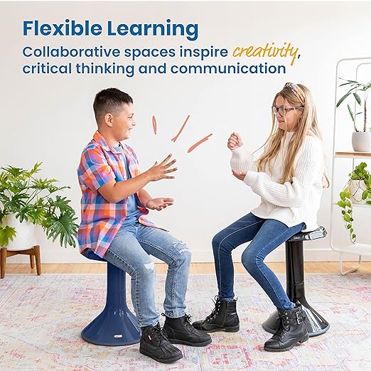 ECR4Kids ACE Active Core Engagement Wobble Stool, 18-Inch Seat Height, Flexible Seating, Navy