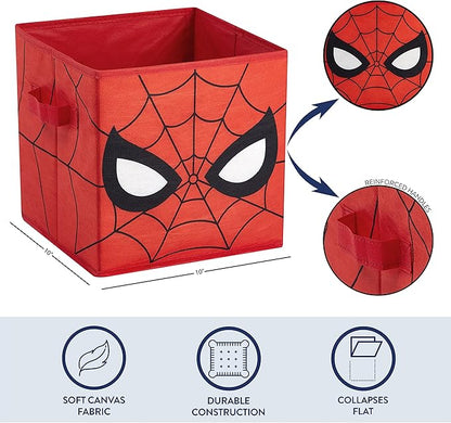 Idea Nuova Marvel Spiderman Collapsible Storage Cubes, Set of 2, 10"x10",Spiderman/Red