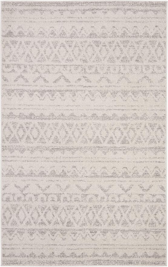 SAFAVIEH Adirondack Collection Area Rug - 8' x 10', Ivory & Silver, Moroccan Boho Distressed Design, Non-Shedding & Easy Care, Ideal for High Traffic Areas in Living Room, Bedroom (ADR119A)
