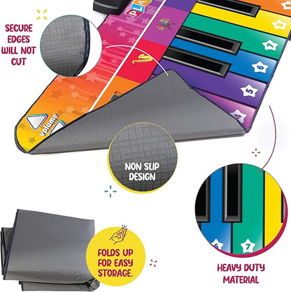 Play22 6 ft. Floor Piano Mat for Toddlers - Giant Piano Playmat, 24 Keys, 8 Musical Instruments, Adjustable Vol, Built in Songs, Record & Playback - Best Musical Toy Gift for Boys & Girls Ages 3-10
