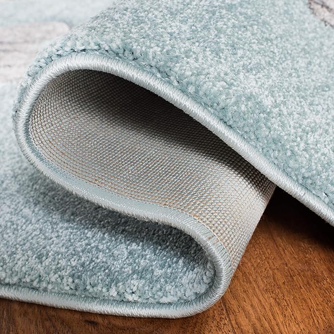 SAFAVIEH Carousel Kids Collection Runner Rug - 2' x 8', Ivory & Blue, Animal Design, Non-Shedding & Easy Care, Ideal for High Traffic Areas for Boys & Girls in Playroom, Nursery, Bedroom (CRK185A)