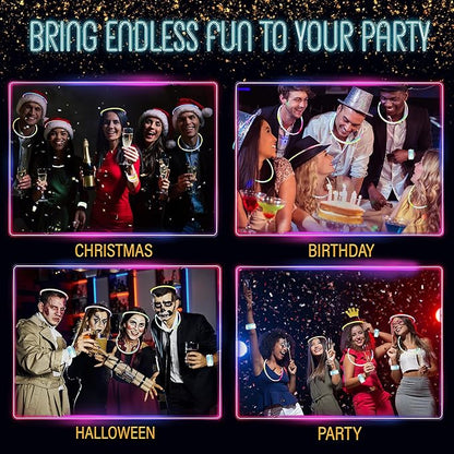 500 Pcs Glow Sticks Bulk Party Pack – 8” Neon Glow-in-the-Dark Bracelets & Necklaces for Kids & Adults - Party Supplies & Decorations for Halloween, Christmas, Birthdays - 500 Connectors Included