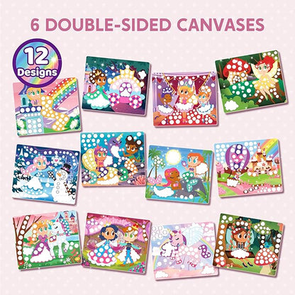 Klever Kits Dot Art Kit for Kids, No Mess Sticker for Toddlers 3-7, Craft Kits, DIY Creative Activity, Travel Toy, Birthday for Boys Girls (Unicorns & Princess)