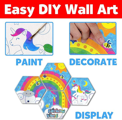 Faber-Castell Rainbow Vibes Wall Art Craft Kit - Paint and Decorate Your Own Unicorn Canvas Art, Unicorn Painting Kit for Kids, Arts and Crafts for Ages 6-8+, Purple