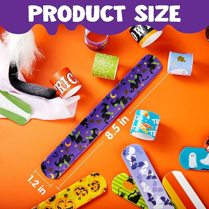 JOYIN 72 PCS Halloween Slap Bracelets for Kids, Halloween Bracelets Bulk for Girls Boys Gifts, Friendship Bracelets Snap Bracelets for Halloween Party Favors Goodie Bag Fillers, Classroom Favors