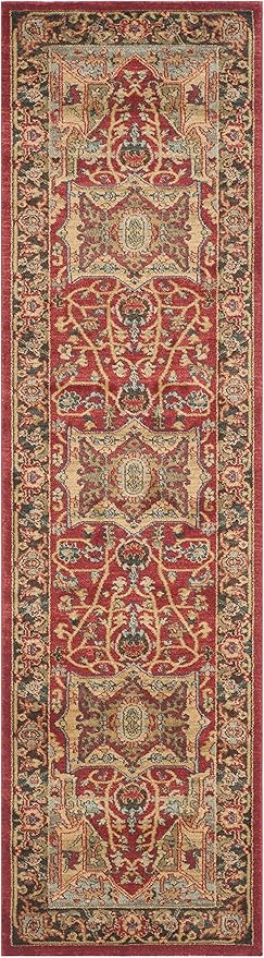 SAFAVIEH Mahal Collection Runner Rug - 2'2" x 10', Natural & Navy, Traditional Oriental Design, Non-Shedding & Easy Care, Ideal for High Traffic Areas in Living Room, Bedroom (MAH625B)