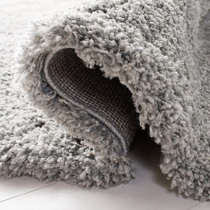 SAFAVIEH Royal Shag Collection Runner Rug - 2'2" x 8', Silver, Non-Shedding & Easy Care, 2-inch Thick Ideal for High Traffic Areas in Living Room, Bedroom (RYG115G)