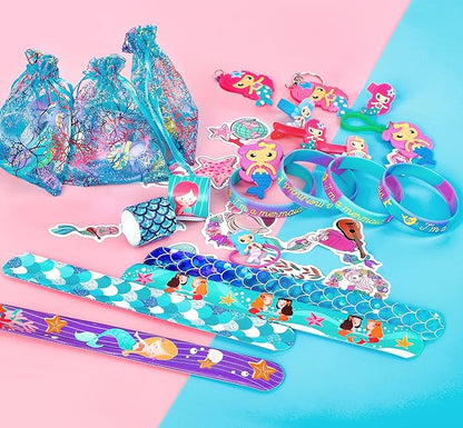 134Pcs Mermaid Party Favors for Kids, Mermaid Birthday Party Decorations Toys for Girls, Goodie Bag Pinata Gifts for Classroom Prizes