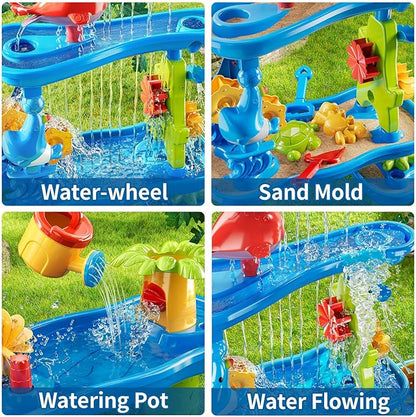 Water Table for Toddlers 1-3 3-5, 5-Tier Water Table for Kids with Sand Beach Toys, Water and Sand Sensory Table Beach Outdoor Birthday Gifts Toys for Kids Toddlers Age 3 4 5 6 7 8 Boys Girls