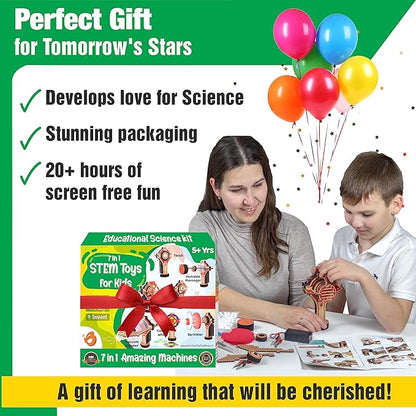 Butterfly EduFields 7in1 Electric Motor Robotic Science Kits for Kids Ages 6 8 10, DIY STEM Toys for Kids, Science Experiment Kits for Boys & Girls | Ultimate Electricity Kit