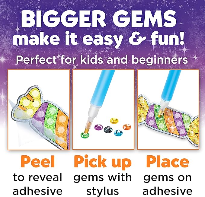 Creativity for Kids Big Gem Diamond Painting Kit - Halloween Stickers and Suncatchers - Halloween DIY Crafts for Kids, Halloween Activities and Gifts for Kids Ages 6-8+
