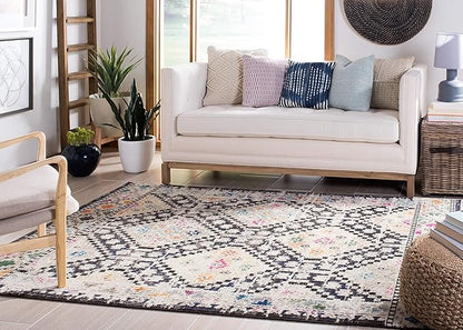 SAFAVIEH Madison Collection Accent Rug - 3' x 5', Black & Yellow, Boho Diamond Distressed Design, Non-Shedding & Easy Care, Ideal for High Traffic Areas in Entryway, Living Room, Bedroom (MAD418Z)