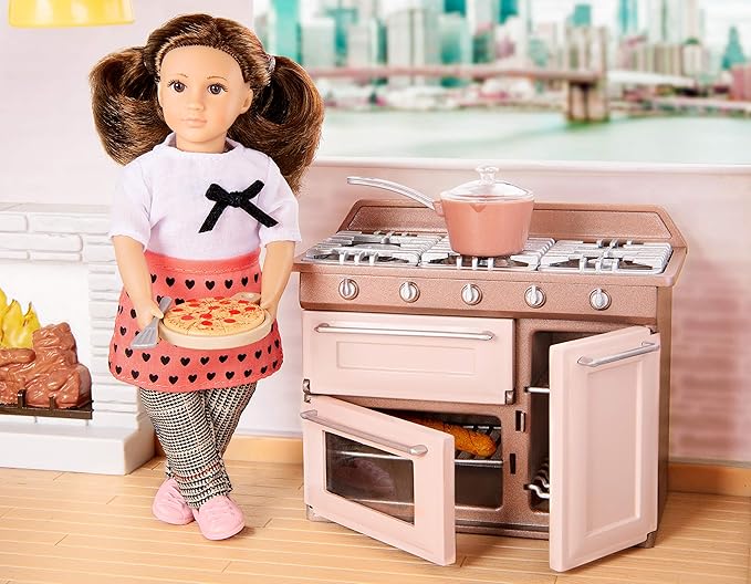 Lori Dolls – Cornelia's Kitchen Set – Mini Doll & Kitchen Play Set – 6-inch Doll & Cooking Accessories – Toy Oven, Stove & Play Food – Toys for Kids – 3 Years +