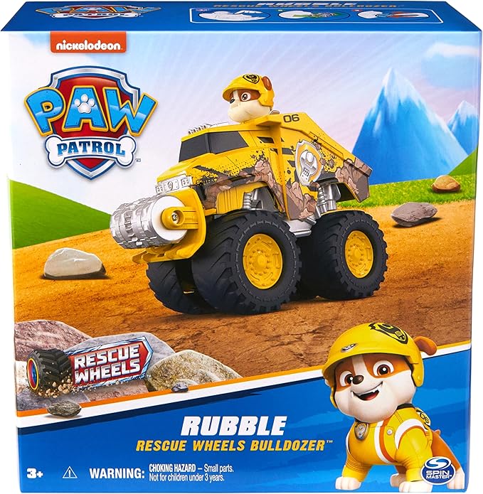 Paw Patrol: Rescue Wheels Rubble’s Bulldozer, Toy Truck with Vehicle Transformation and Collectible Action Figure, Kids Toys for Boys & Girls Ages 3+