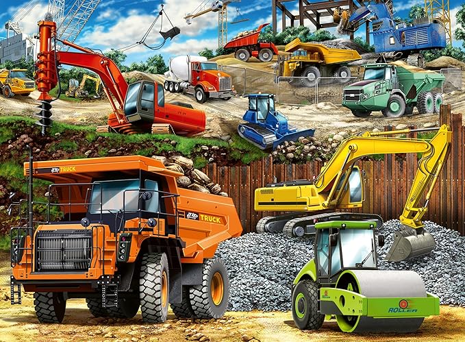 Ravensburger Construction Vehicles 100-Piece Jigsaw Puzzle - Engaging & Educational Toy for Kids | Durable & Long-Lasting | Stimulates Creativity & Problem Solving | FSC Certified