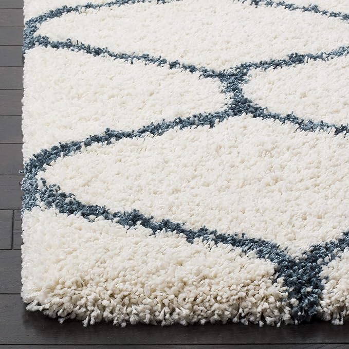 SAFAVIEH Hudson Shag Collection Accent Rug - 2'3" x 3'9", Ivory & Slate Blue, Non-Shedding & Easy Care, 2-inch Thick Ideal for High Traffic Areas in Entryway, Living Room, Bedroom (SGH280T)