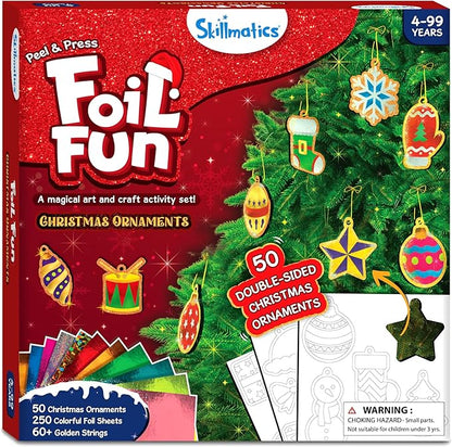 Skillmatics Art & Craft Activity - Foil Fun Christmas Ornaments, Mess Free Art for Kids, Festive Holiday Craft Kits, DIY Decor Creative Activity, Gifts for Girls & Boys Ages 4, 5, 6, 7, 8, 9, and Up