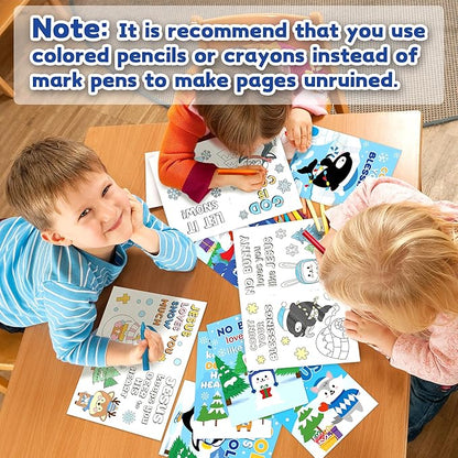 24Pcs Polar Animals Religious Coloring Books - Winter Christian DIY Color-in Pages Booklet Bulk Drawing Activity Party Supplies for Sunday School Classroom Rewards Artwork Gift for Kids