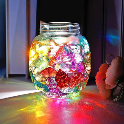 HAPTIME 100 Pcs Sensory Bin Filler, Diving Gem Pool Toys for Kids, Plastic Seashells Under The Sea, Little Mermaid Table Decorations, Sea Shells for Crafting, Vase Filler
