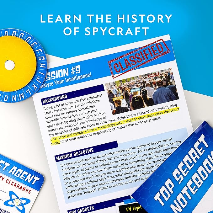 NATIONAL GEOGRAPHIC Spy Science Kit - Kids Spy Activity Set, Complete 10 Secret Missions with Gadgets for Kids and Gear, Detective Kit, Science Kits, Pretend Play