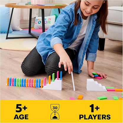 Spin Master Games, Lily Hevesh H5 Domino Creations 100-Piece Neon Dominoes Set, Building Toys for Kids & Family, Classic Activity Game, 1 & Up Players, for Ages 5 & Up