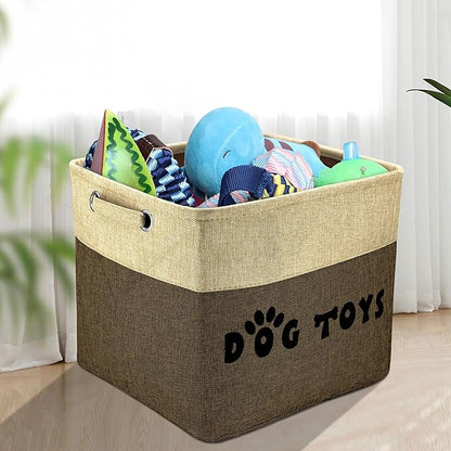 PET ARTIST Large Dog Toy Basket Bin - Rectangular Storage Box Chest Organizer for Dog Toys,Coats,Clothing,Apparel & Accessories & Blanket,Brown,15"x13"x12"