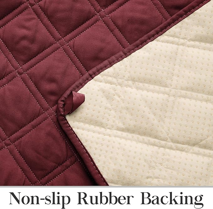 TOMORO Non-Slip Recliner Sofa Cover - 100% Waterproof Recliner Chair Slipcover Furniture Protector, Washable Couch Cover with Elastic Straps for Dog and Kids, Burgundy, 23 Inch Middle