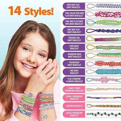 Chilpals Friendship Bracelet Making Kit for Girls,Arts and Crafts for Kids Ages 8-12,Birthday Gifts Ideas for Girl 7 8 9 10 11 Year Old - 2 in 1 Bracelets String Maker Toys Set (Blue)