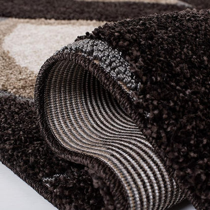 SAFAVIEH Florida Shag Collection Runner Rug - 2'3" x 9', Dark Brown & Ivory, Modern Design, Non-Shedding & Easy Care, 1.2-inch Thick Ideal for High Traffic Areas in Living Room, Bedroom (SG461-2812)