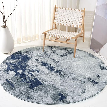 SAFAVIEH Adirondack Collection 10' Round Navy / Grey ADR134N Modern Abstract Non-Shedding Dining Room Entryway Foyer Living Room Bedroom Area Rug