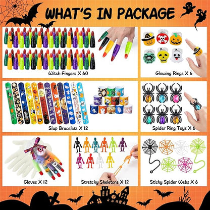 Halloween Party Favors, 193pcs Halloween Stuffed Toys Bulk Birthday Party Decorations, Goodie Bags for Party Supplies, Halloween Games for Kids